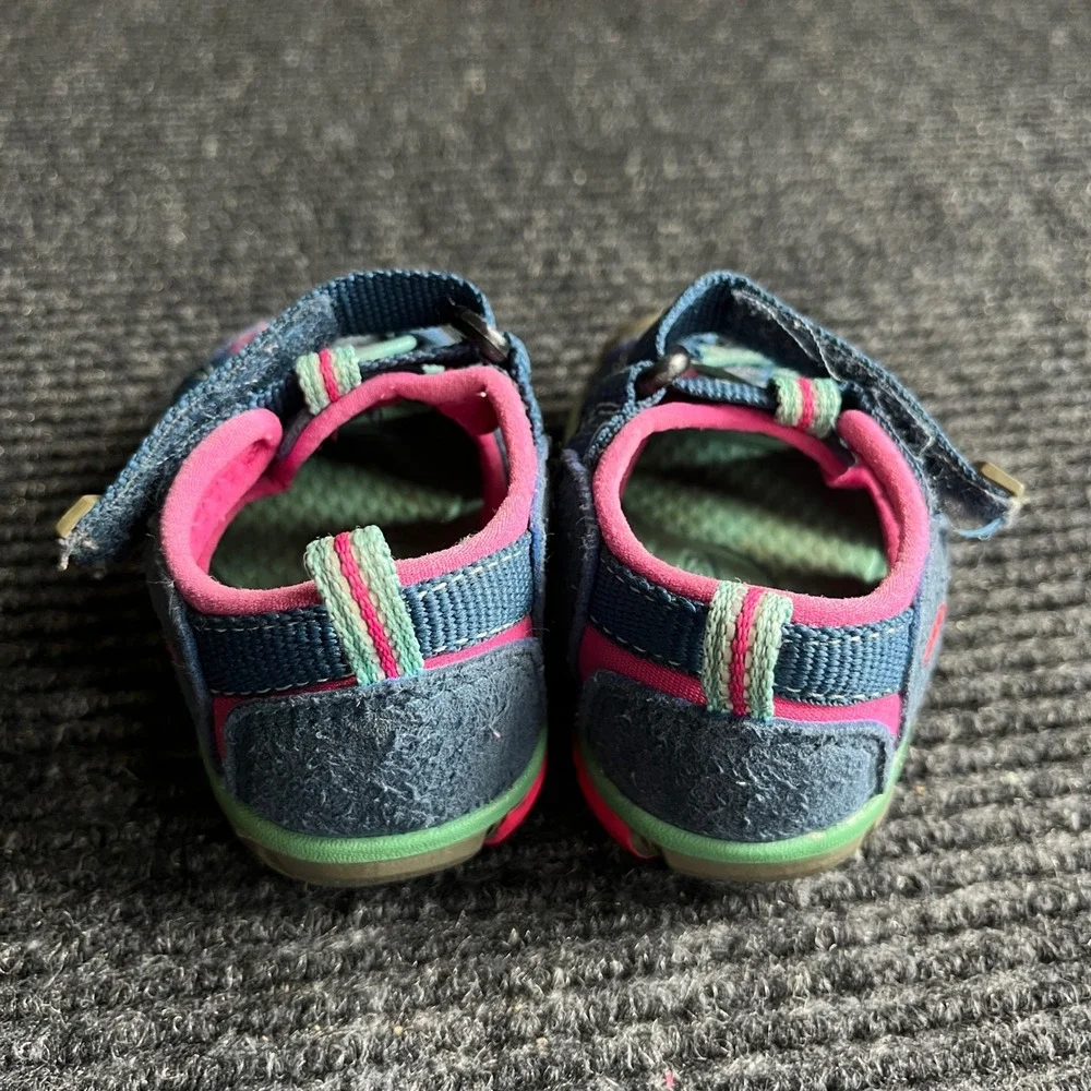 Keen Seacamp II CNX Water Sandals Toddler 4 Blue Pink Excellent Hybrid Hiking